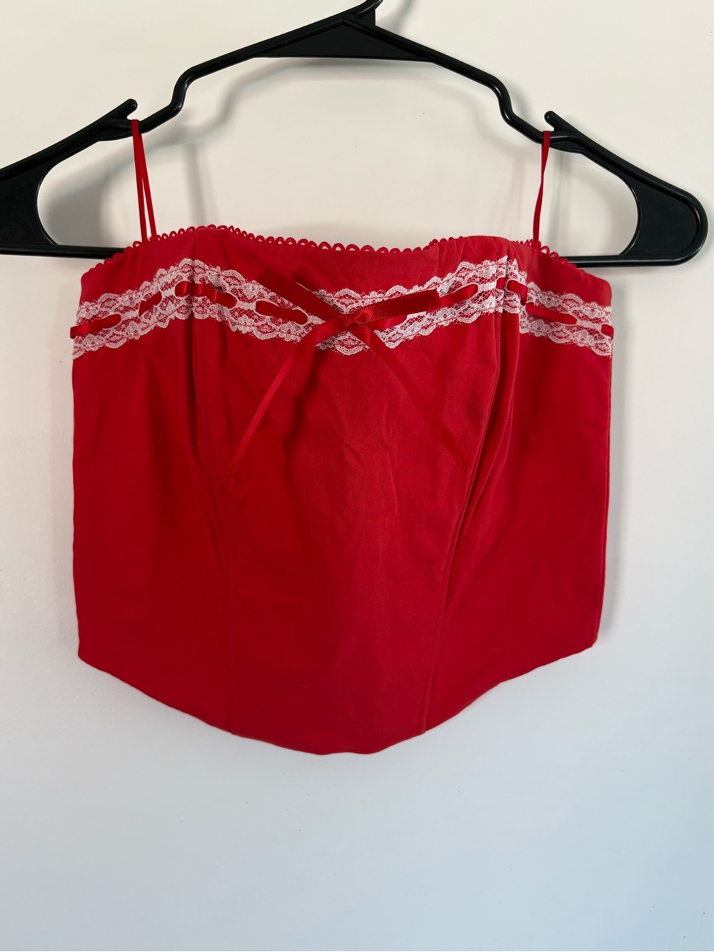 Red Lace Trim strapless top